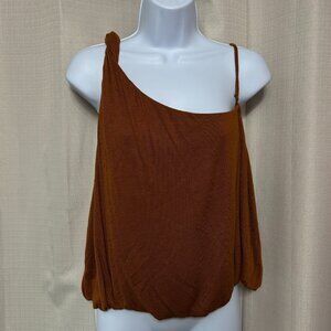Free People Marina Cropped One Shoulder Tank Top Women's Size Medium Copper NWT